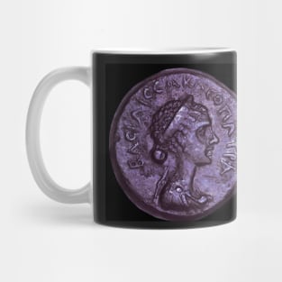Cleopatra VII coin from the end of her reign, the Greek legend reads BACILICCA KLEOPATRA, or "Queen Cleopatra" Mug